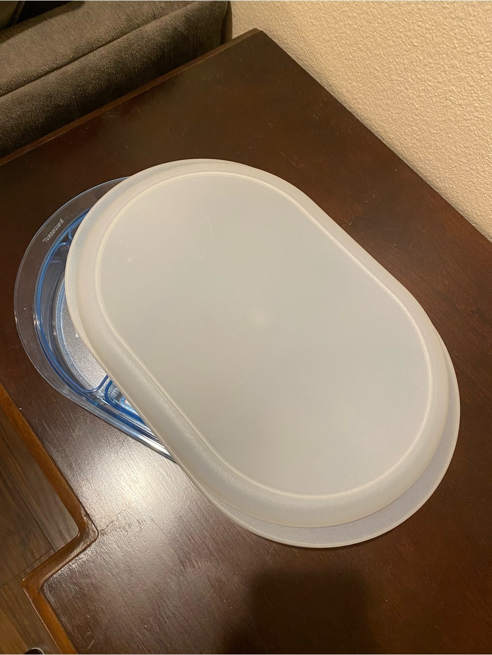 VTG Tupperware Blue PRELUDIO Watercolor Serving Oval Divided Serving Tray w/Lid - Picture 7 of 14